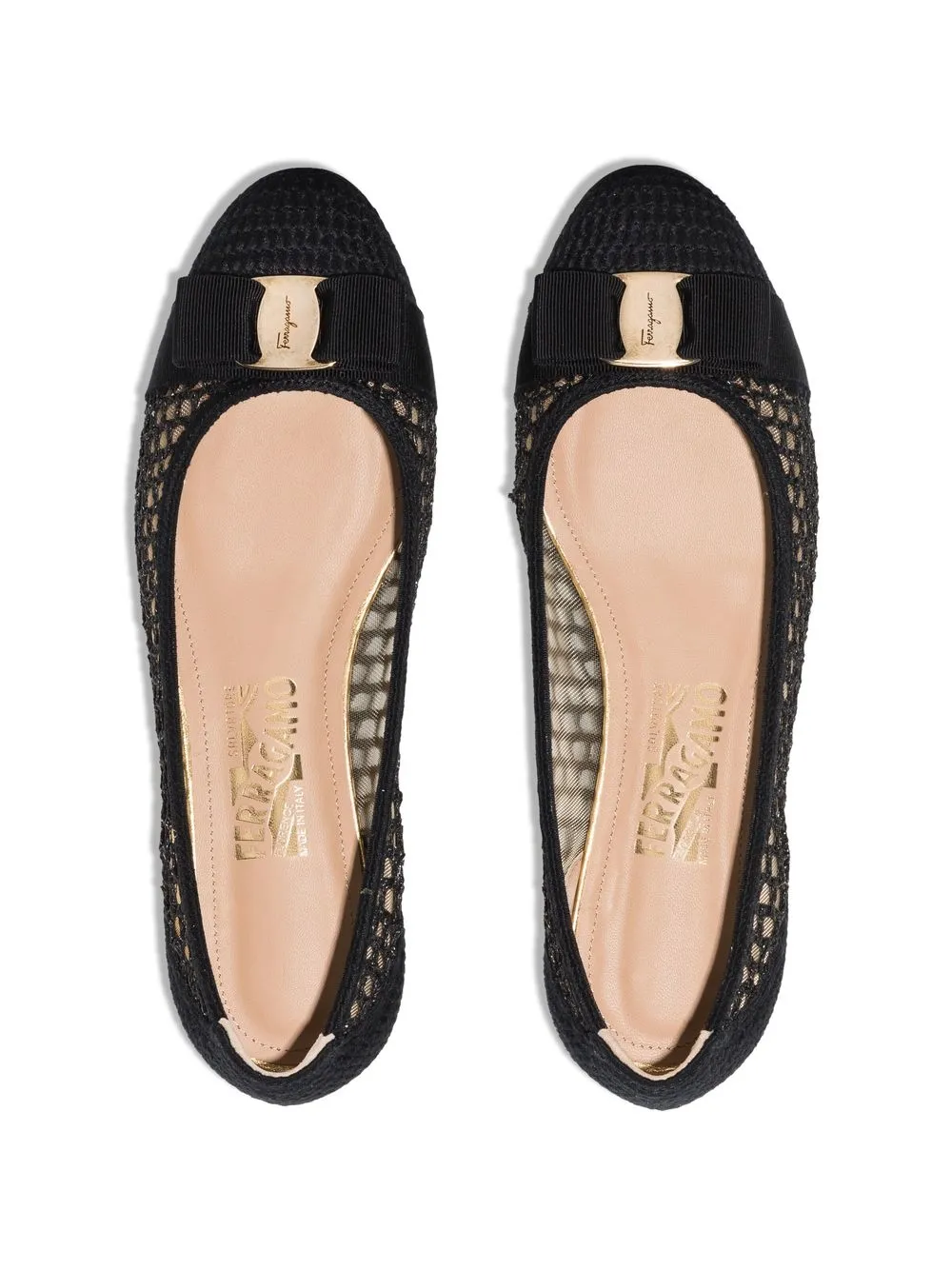 Ferragamo Varina Bow-embellished Balleria Shoes In Black