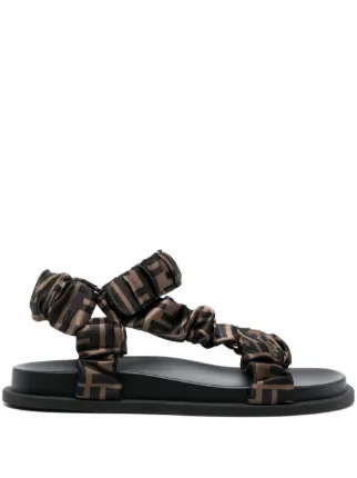 FENDI FF Print Flat Sandals Neutrals FARFETCH IE