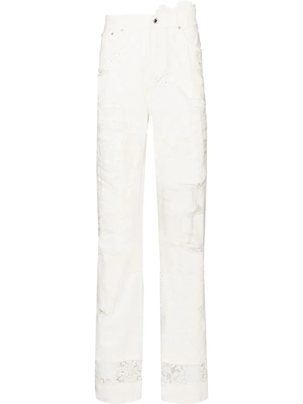 

Who Decides War Altar distressed panelled trousers - White