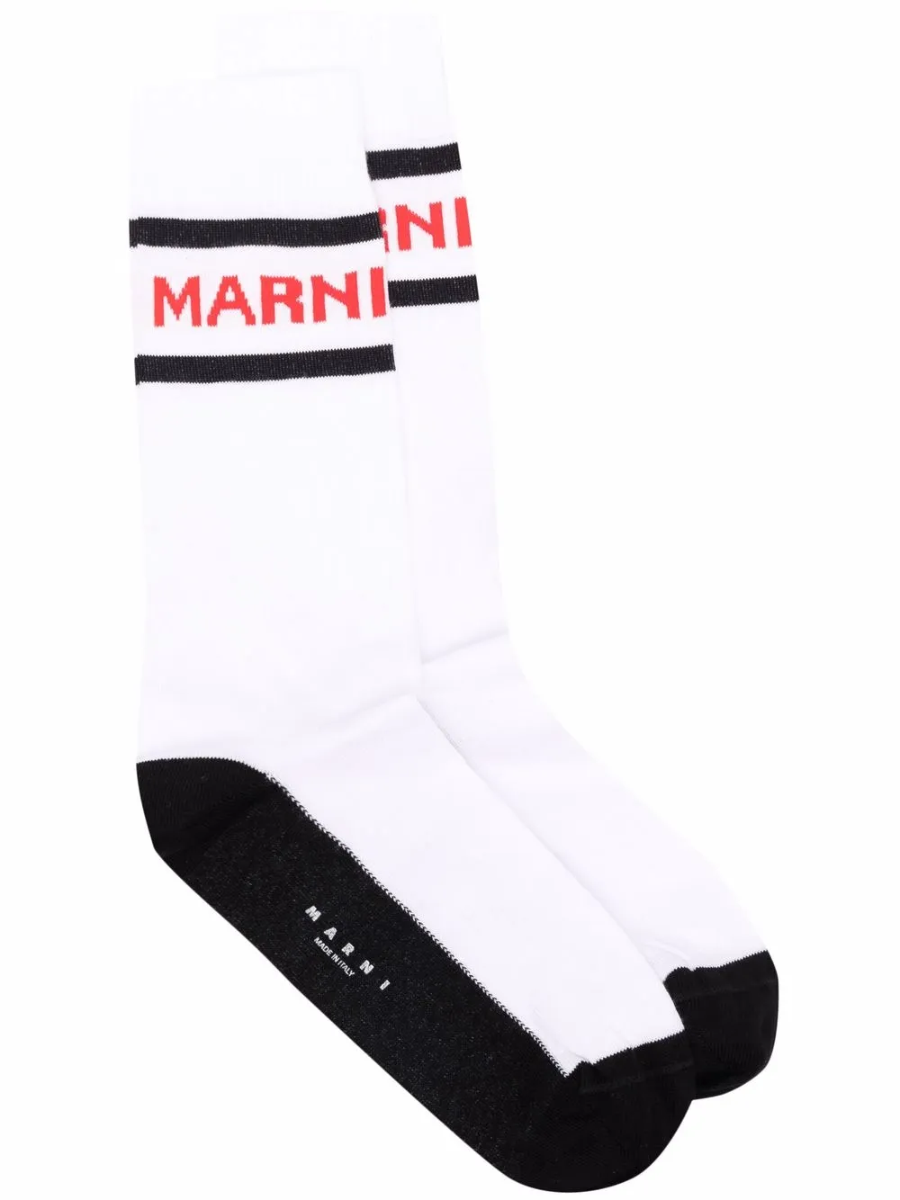 

Marni calcetines con rayas y logo en intarsia - Blanco