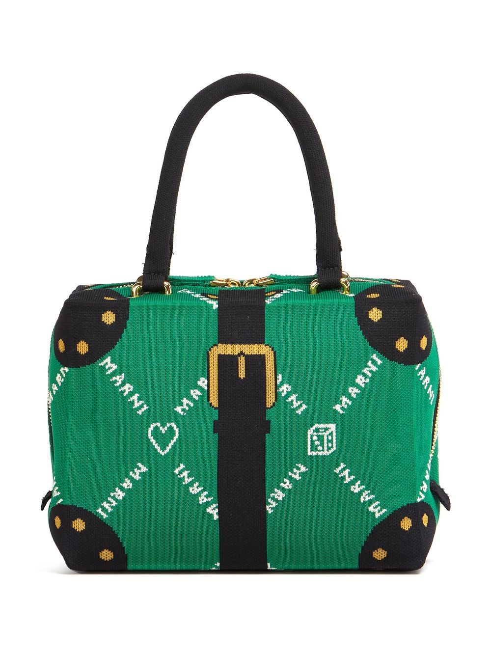Marni Monogram Buckle-print Bag In Green