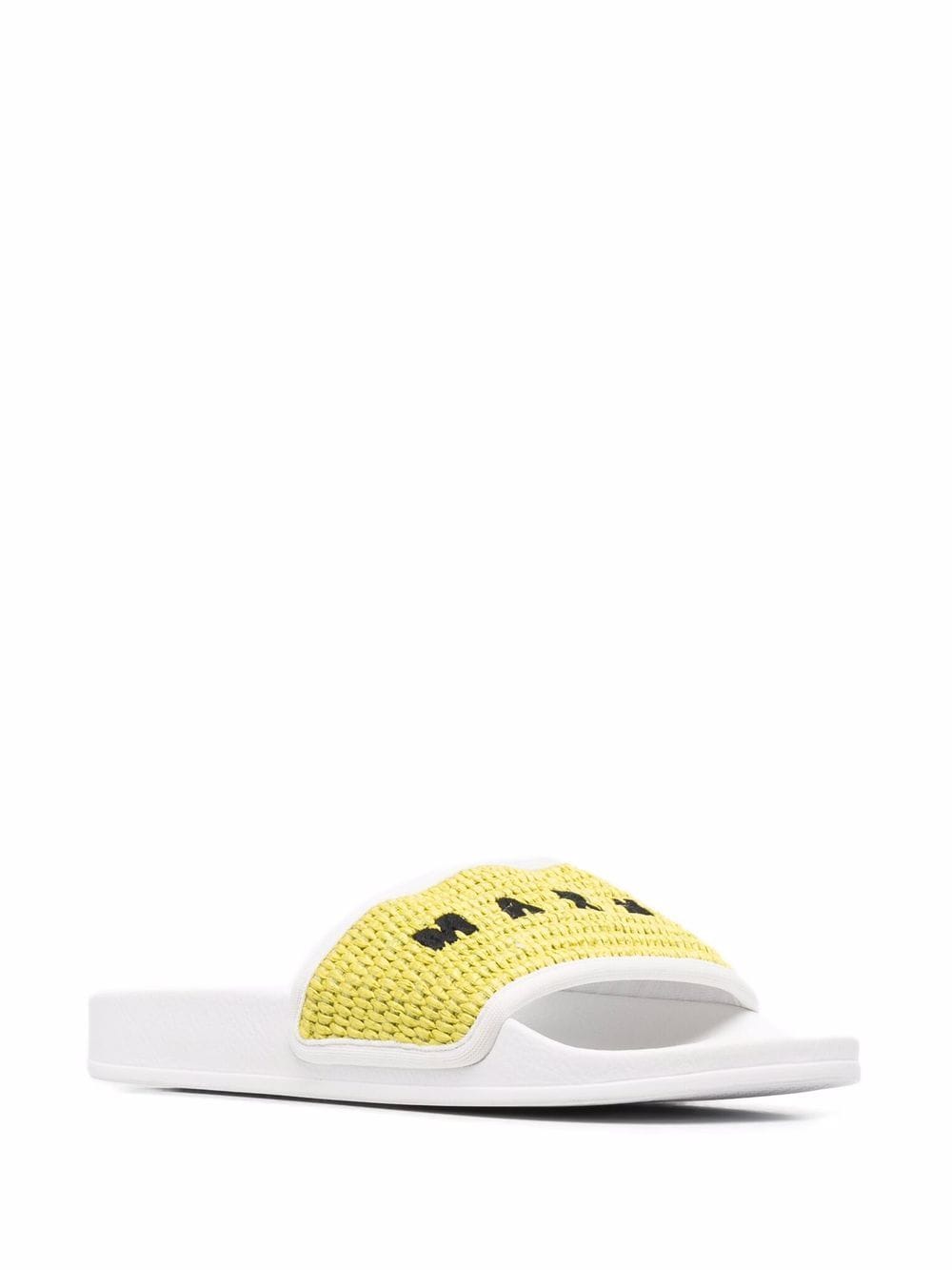 Marni Slippers met geborduurd logo - Groen