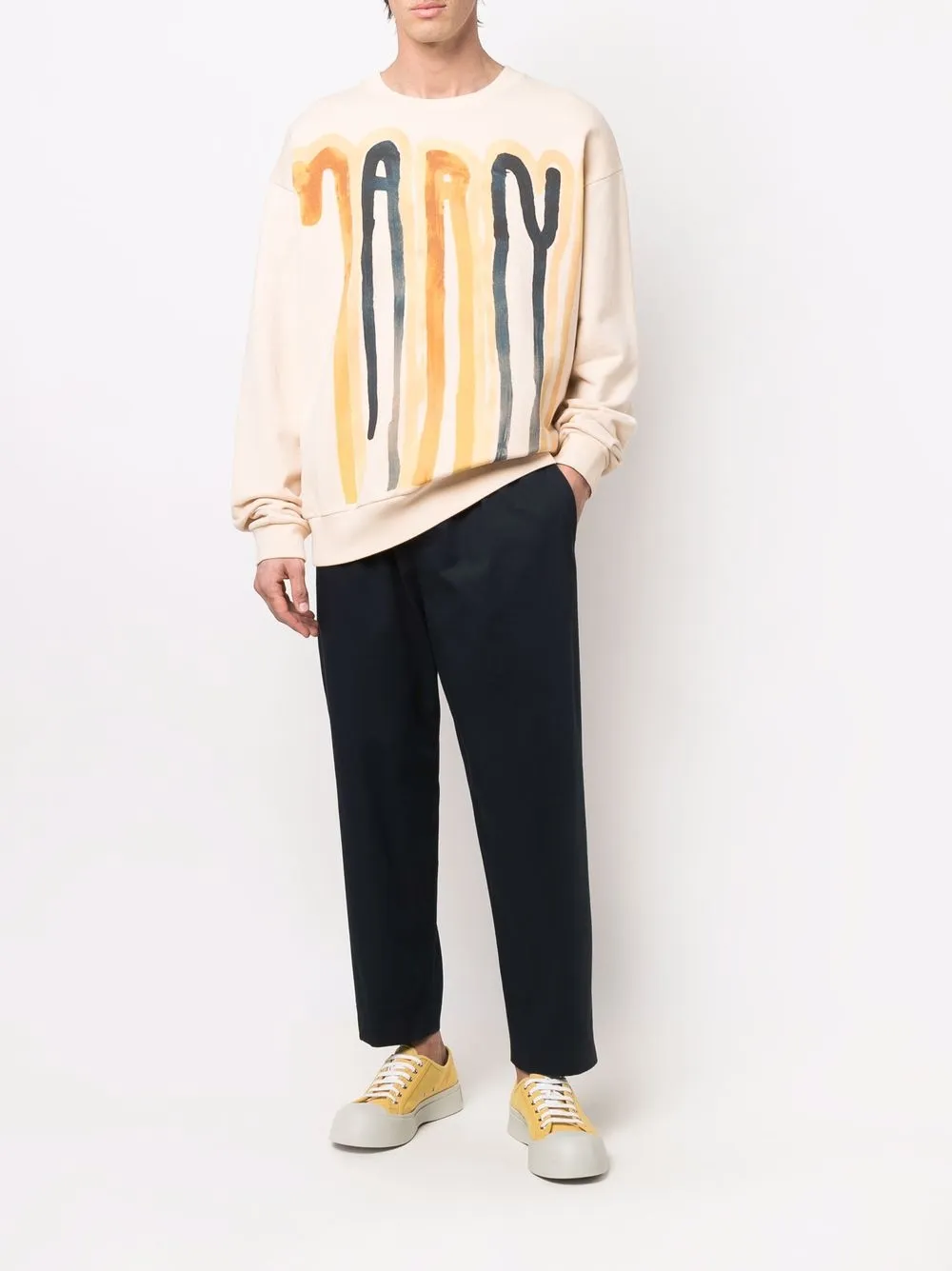 Marni Sweater met logoprint - Beige