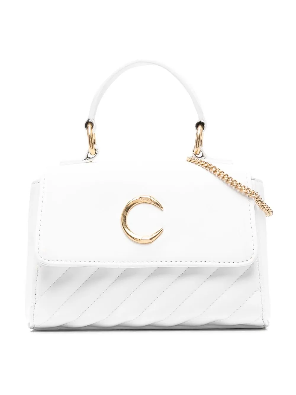 

Roberto Cavalli Junior C-logo quilted top-handle bag - White