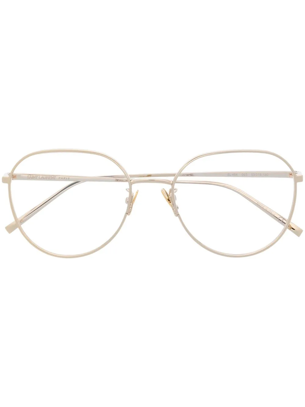 Saint Laurent Eyewear polished-effect round-frame glasses | Gold | Image 1