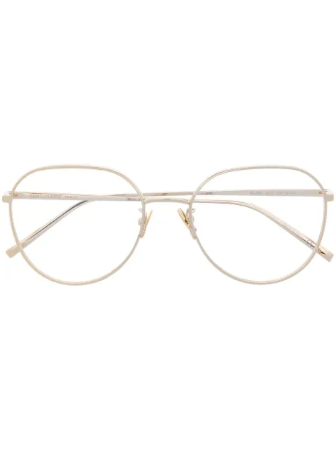Saint Laurent Eyewear polished-effect round-frame glasses