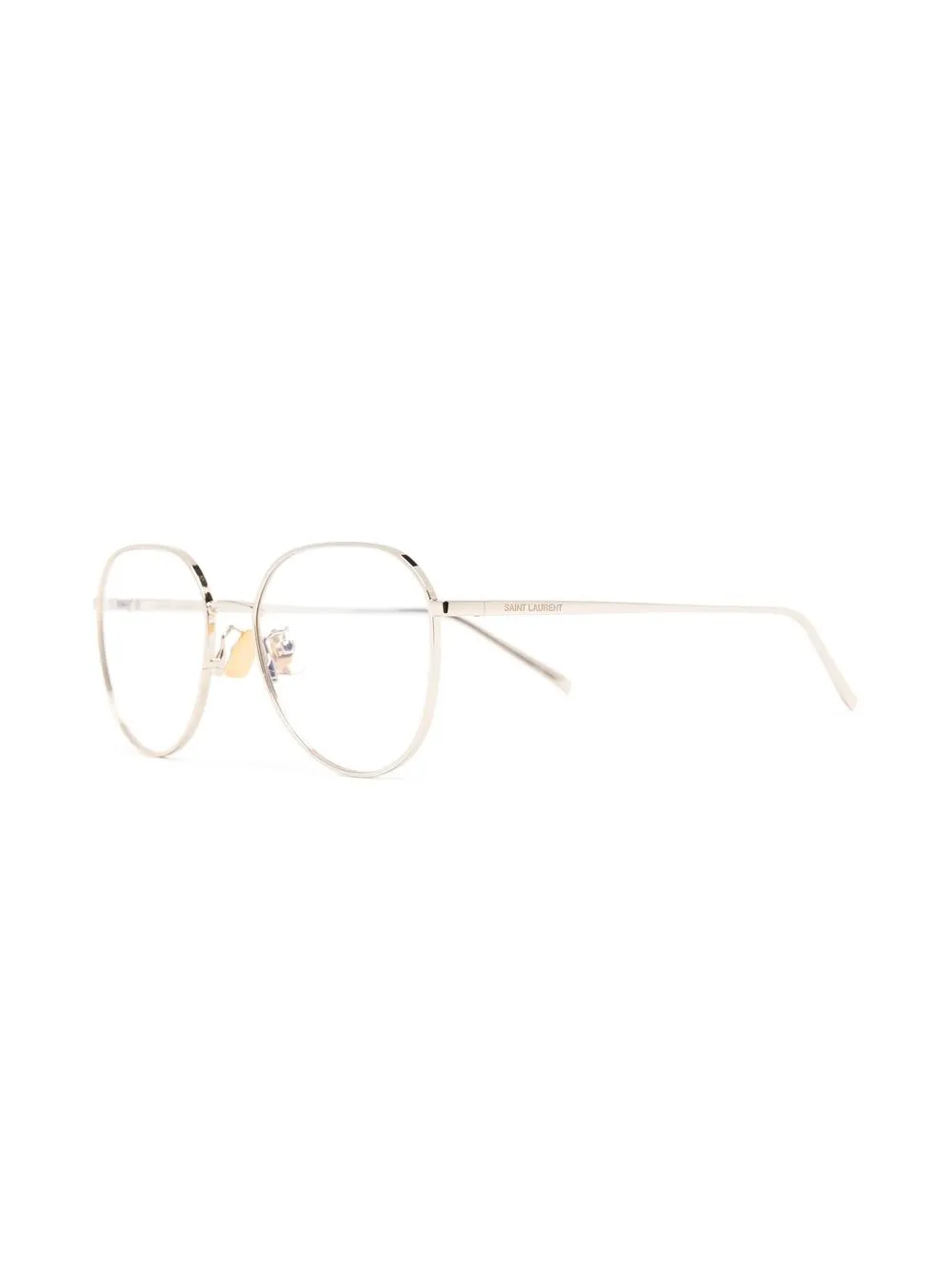 Saint Laurent Eyewear polished-effect round-frame glasses | Men | Image 2