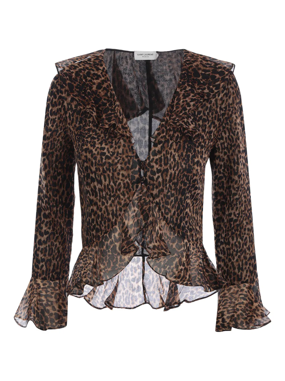 Saint Laurent leopard print ruffled blouse | Brown | Image 1