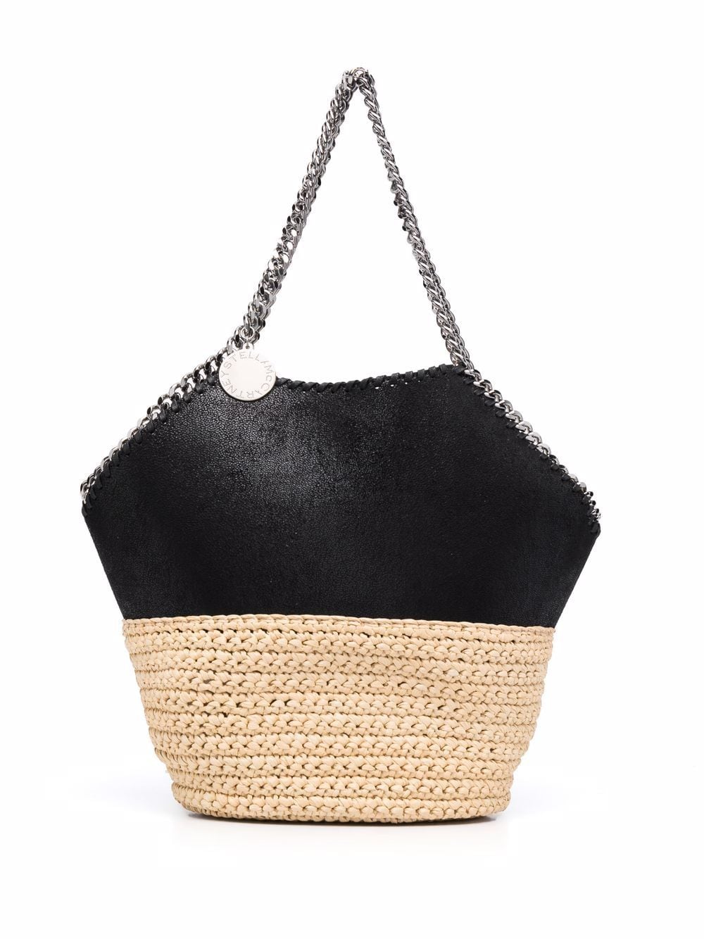 

Stella McCartney Falabella panelled straw shoulder bag - Black