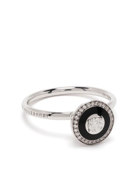 Selim Mouzannar 18kt white gold Mina diamond enamel ring