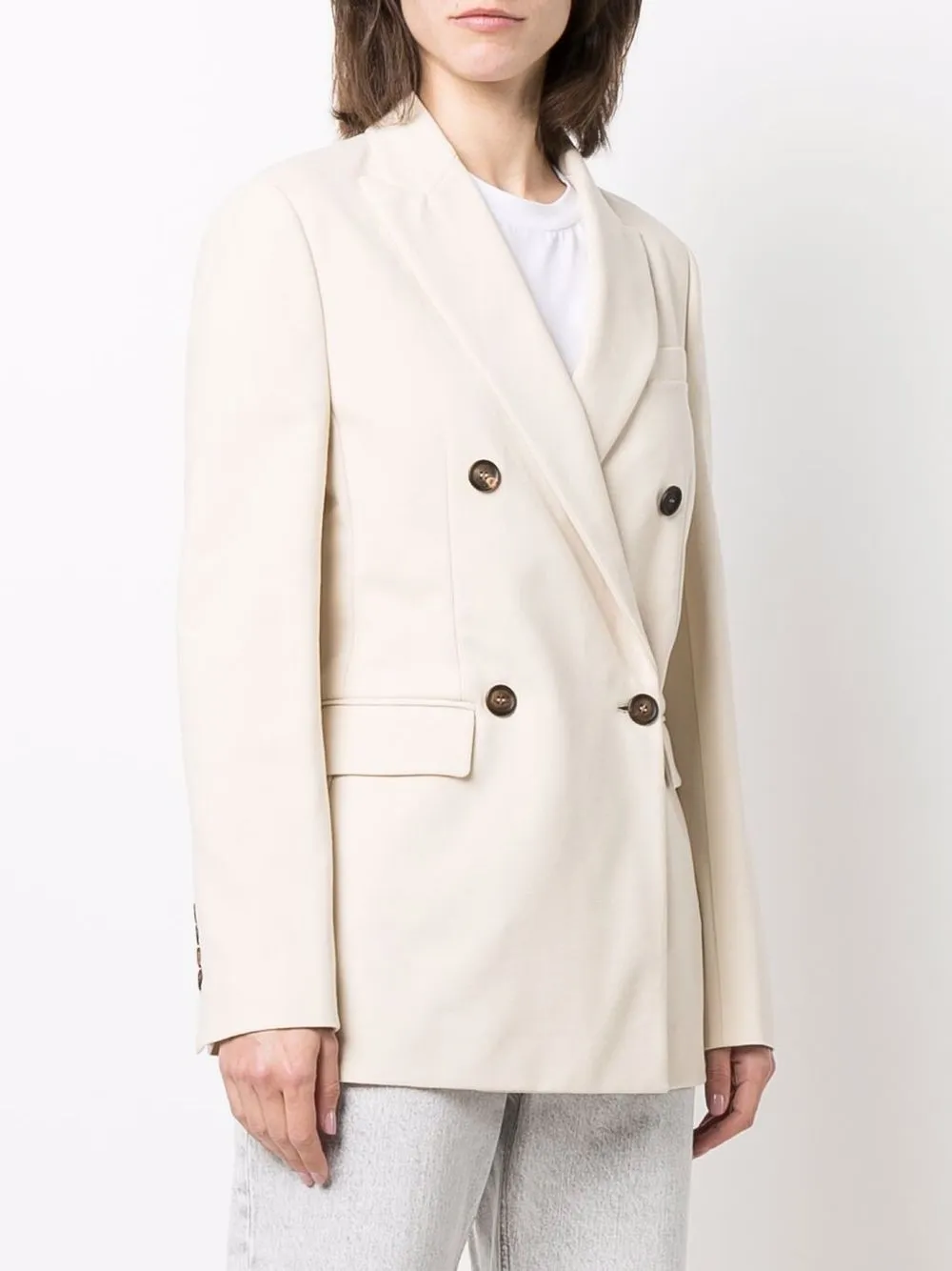 Brunello Cucinelli Blazer met dubbele rij knopen Beige