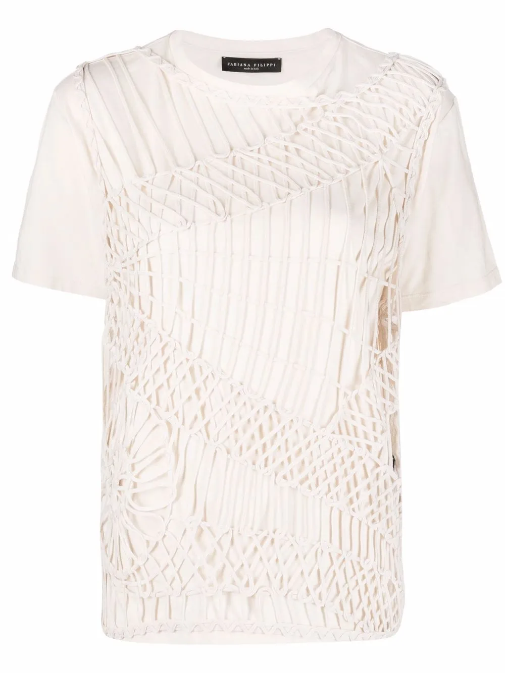 

Fabiana Filippi crochet-panelled cotton T-shirt - Neutrals