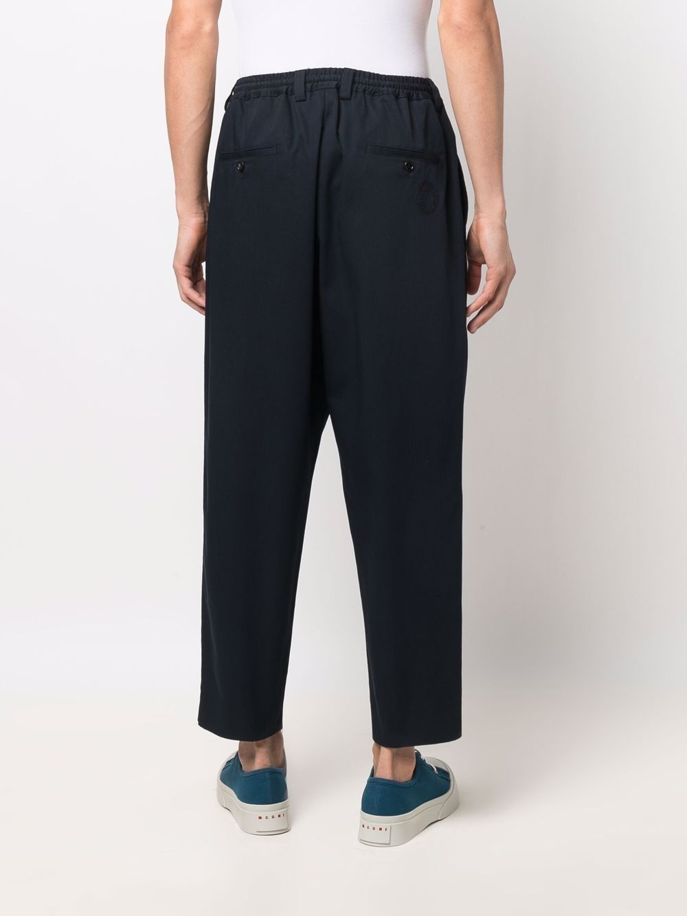 Marni embroidered-logo drop-crotch trousers Men