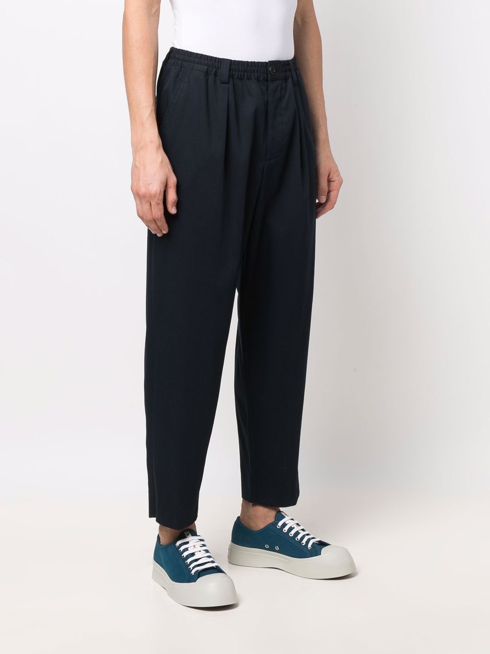 Marni embroidered-logo drop-crotch trousers Men