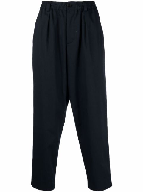 Marni embroidered-logo drop-crotch trousers Men