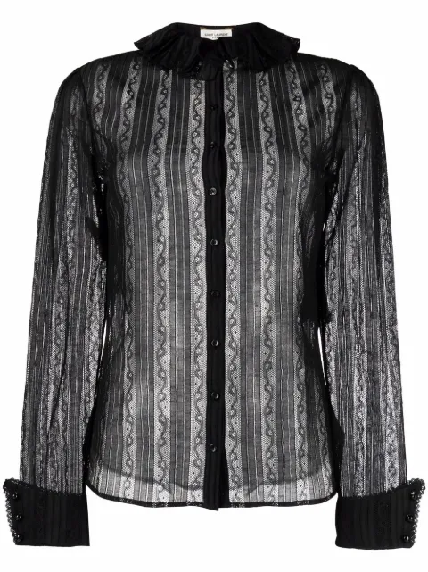 Saint Laurent camisa con volantes en el cuello 