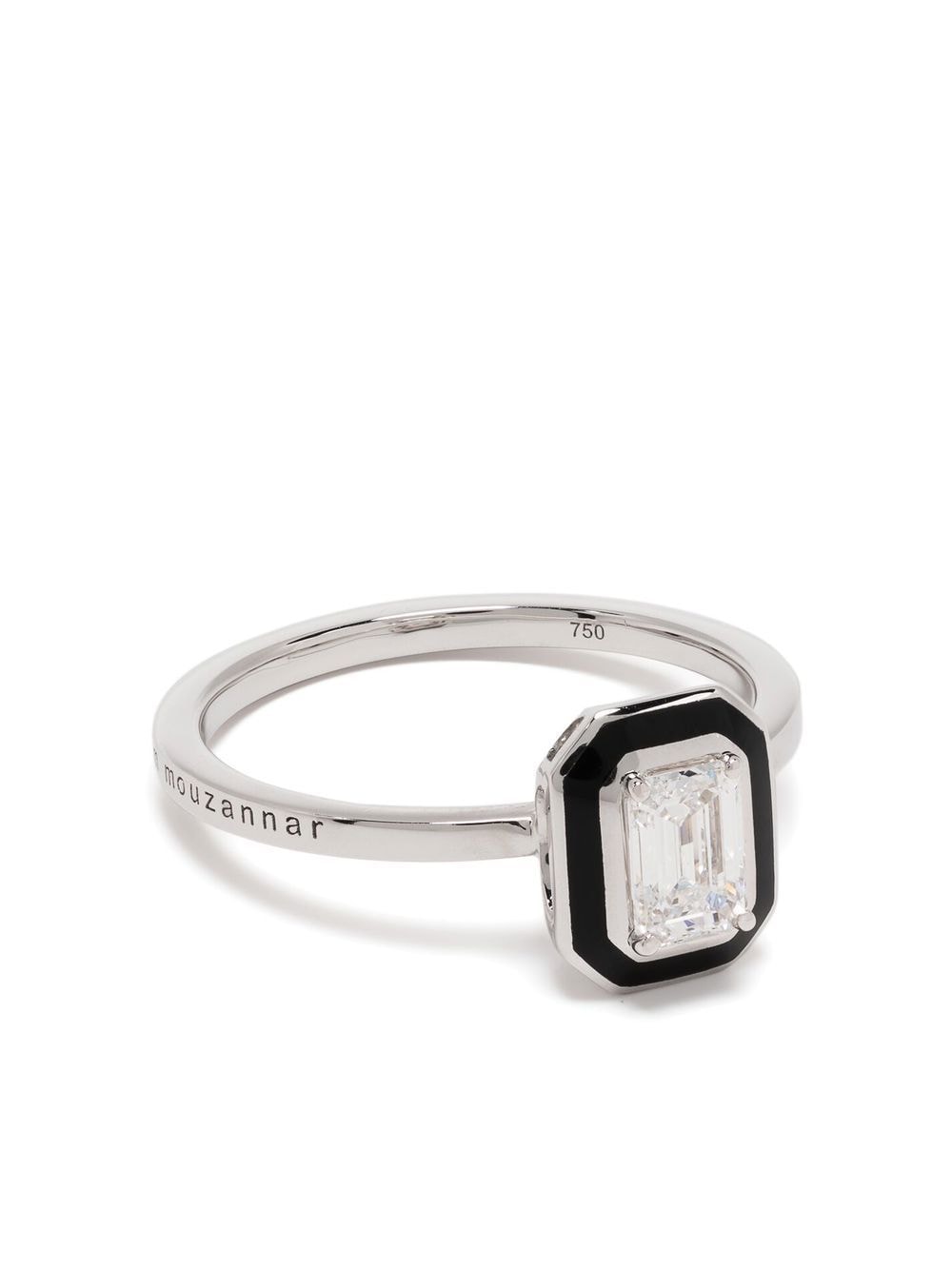 18kt white gold Mina diamond enamel ring