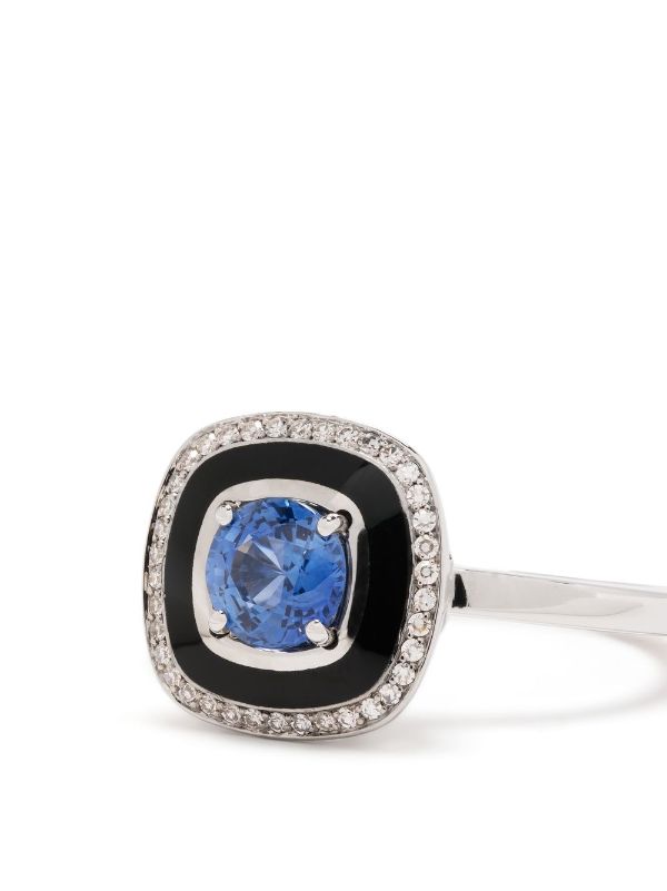 halo diamond and sapphire ring