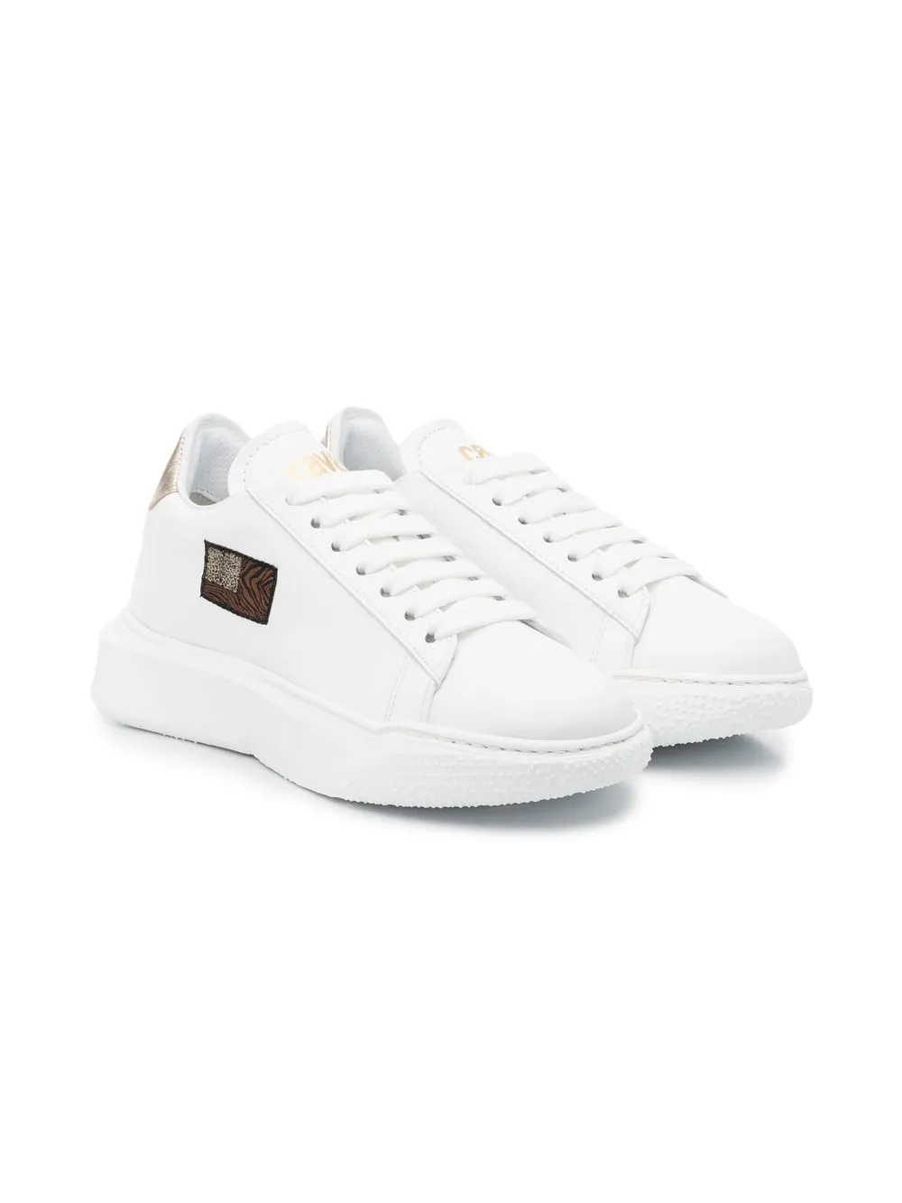 

Roberto Cavalli Junior chunky-sole leather sneakers - White