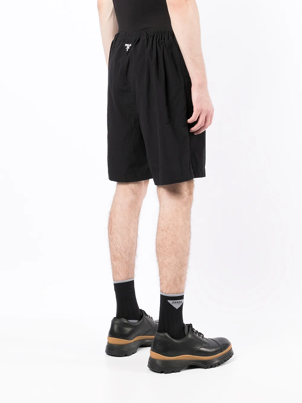 Prada Shorts met logopatch Zwart