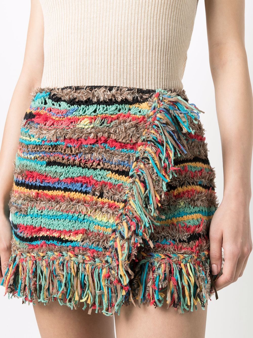 фото Alanui fringed knitted miniskirt