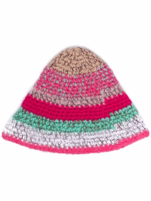 RED Valentino stripe-pattern crochet hat