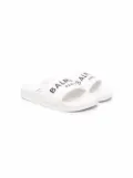 Balmain Kids logo-print pool slides - White