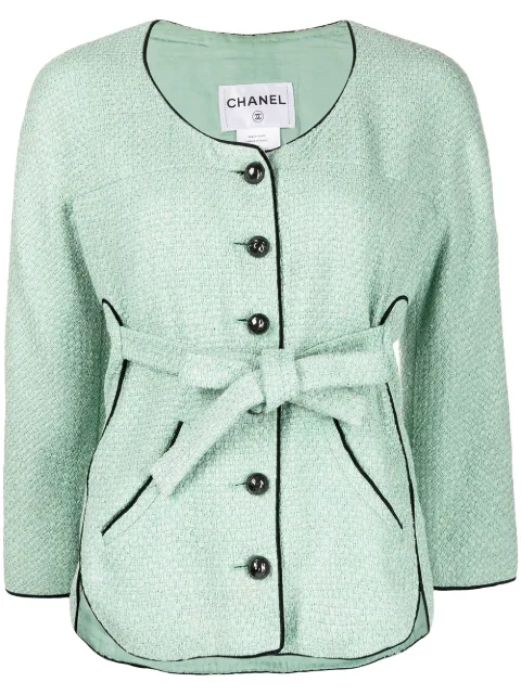 CHANEL Pre-Owned tweed single-breasted belted jacket