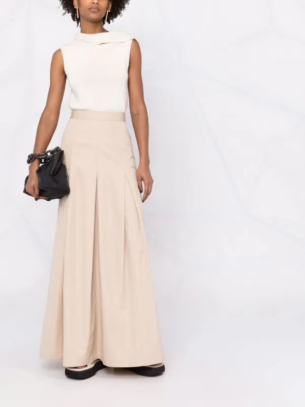 Shop Aspesi box-pleat maxi skirt with 