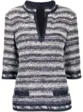 CHANEL Pre-Owned striped tweed blouse - Blue