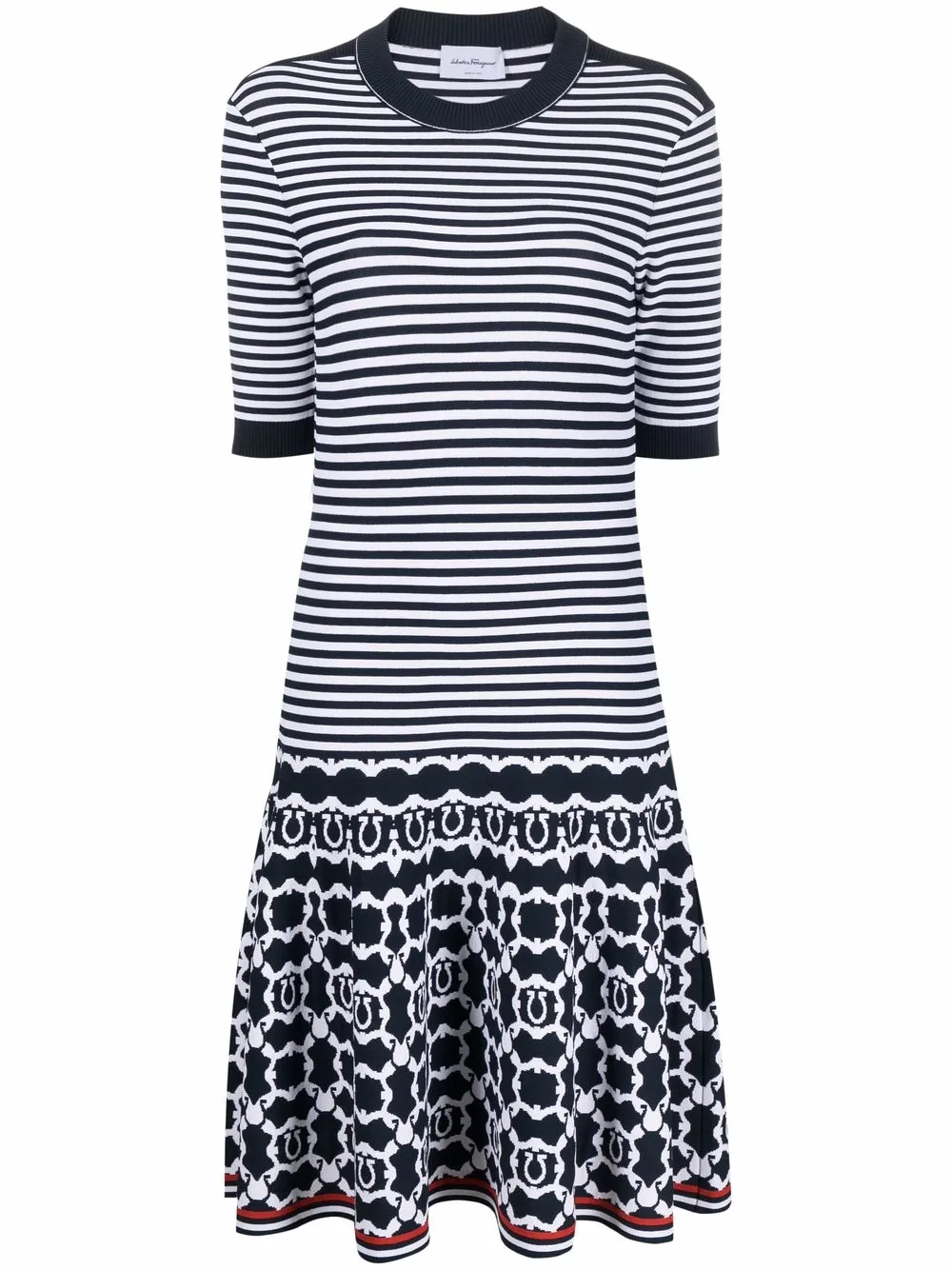 

Salvatore Ferragamo vestido midi con rayas estampadas - Azul