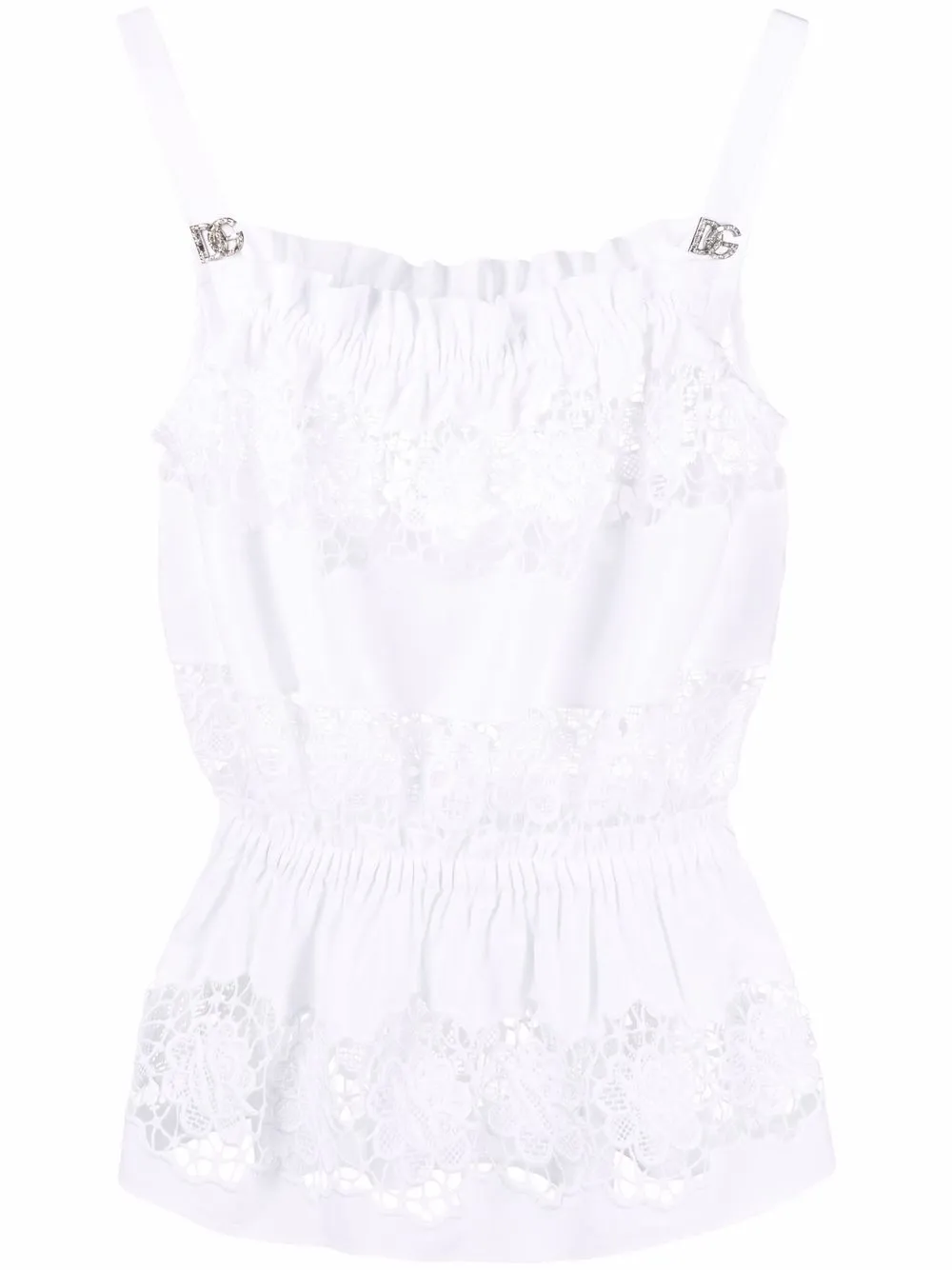 

Dolce & Gabbana top sin mangas con panel de crochet - Blanco