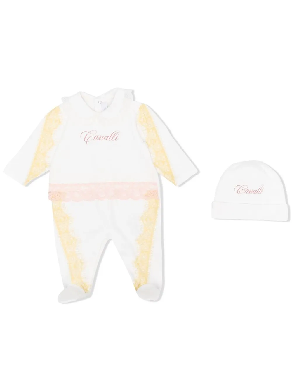 

Roberto Cavalli Junior pijama con tirantes de encaje - Blanco