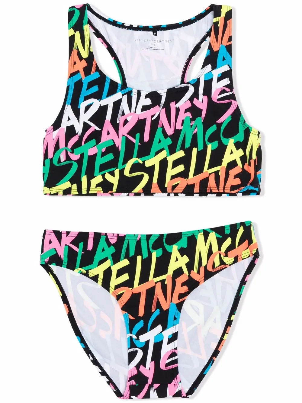 

Stella McCartney Kids tankini con logo estampado - Negro