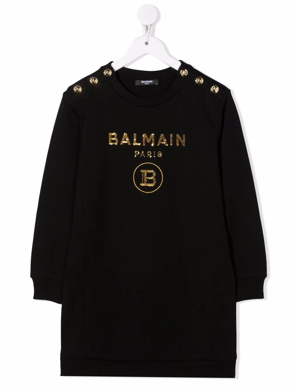 balmain kids robe-pull à sequins brodés - noir