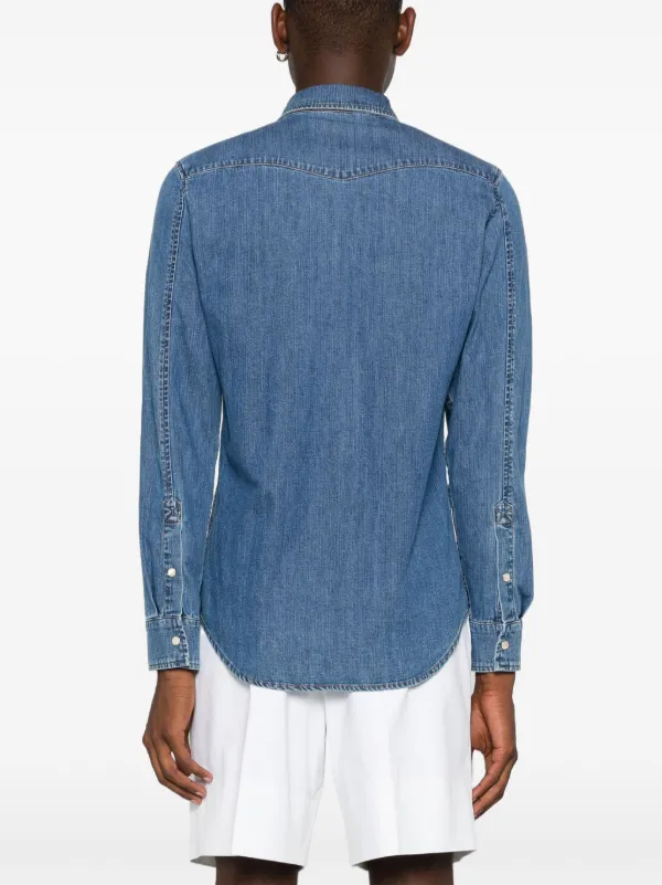 Alexander McQueen logo-embroidered Denim Shirt | Blue | FARFETCH