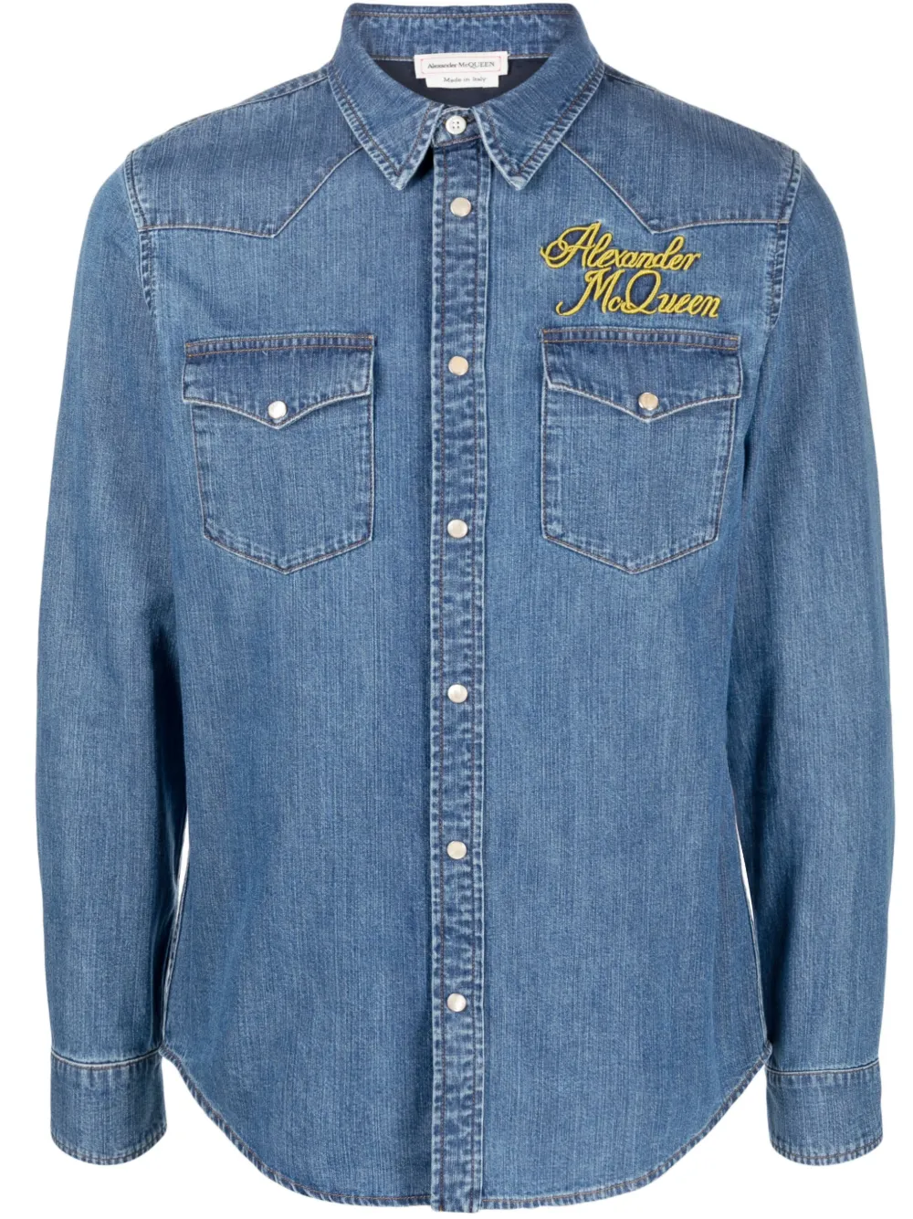 Alexander McQueen logo-embroidered denim shirt Men