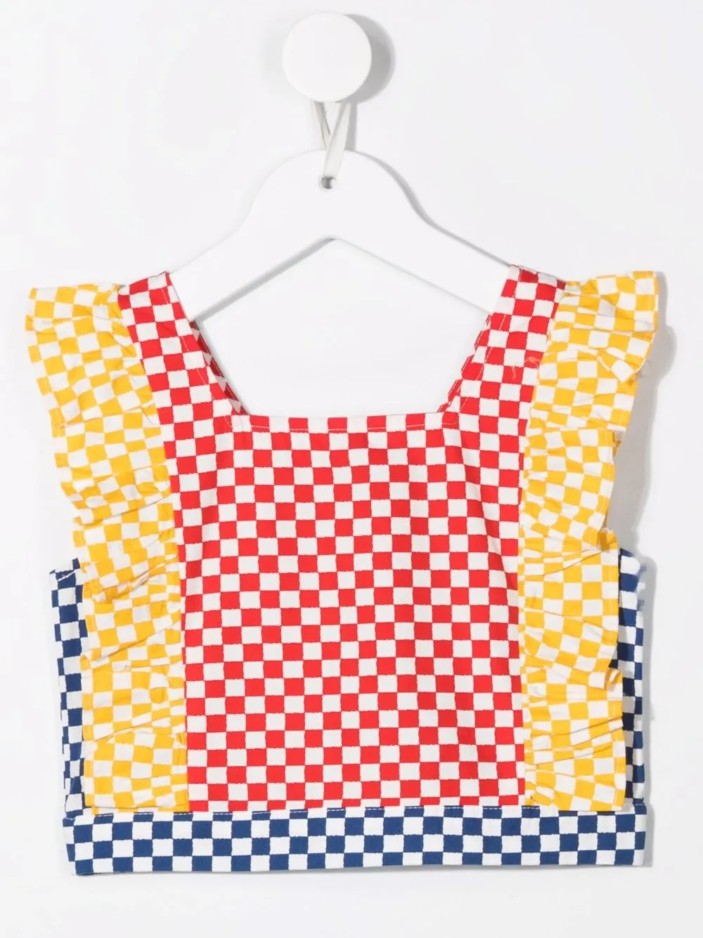 

Stella McCartney Kids colourblock-checkered ruffled blouse - Green