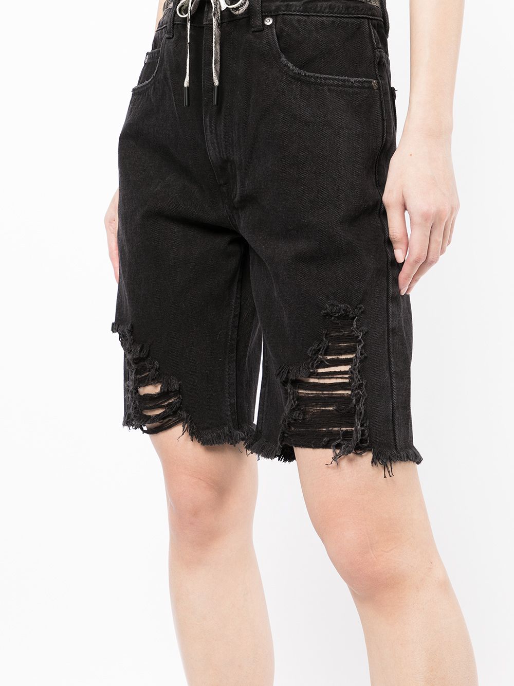 фото Izzue distressed knee-length denim shorts