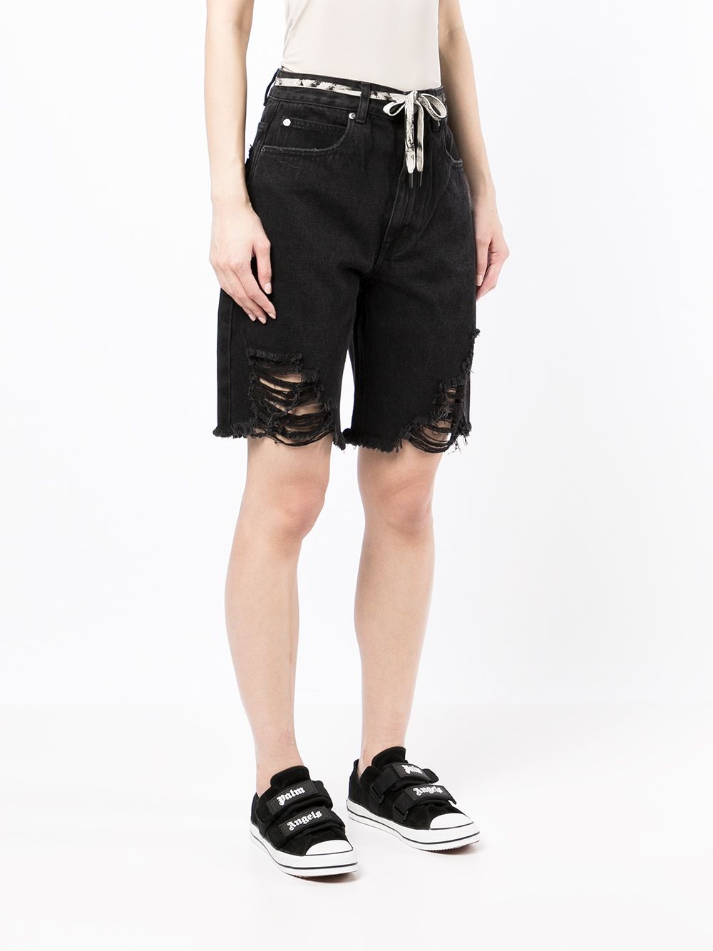 фото Izzue distressed knee-length denim shorts