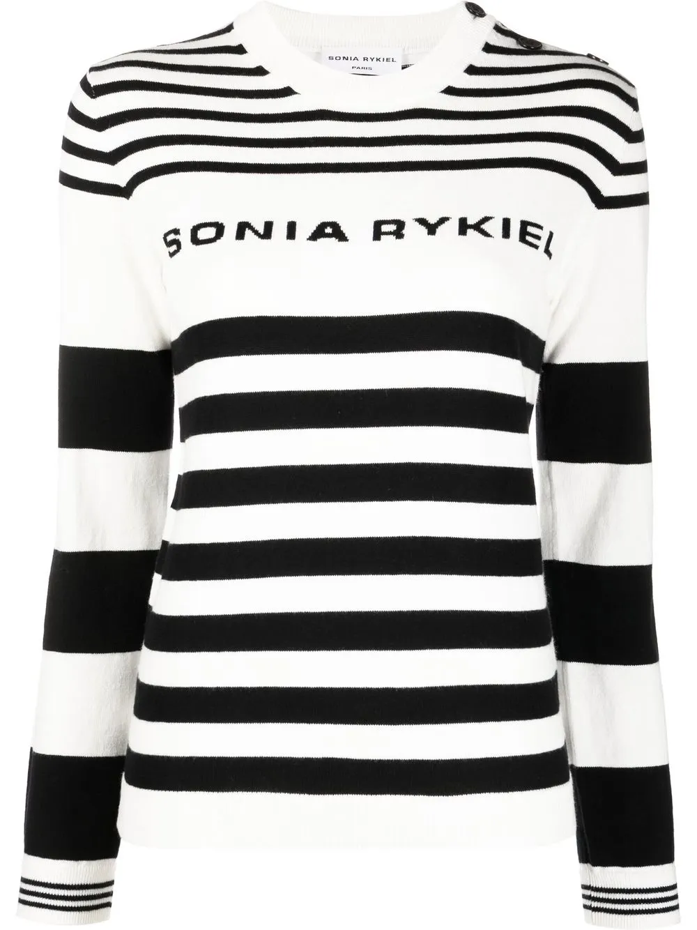 

Sonia Rykiel suéter con motivo rayas y logo en jacquard - Blanco