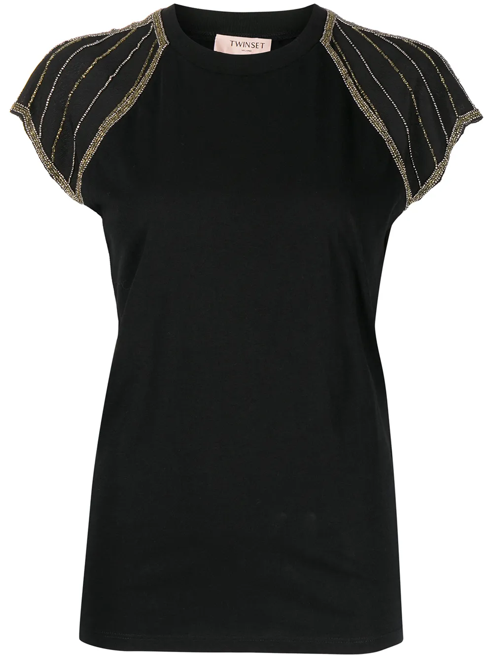 

TWINSET bead-embellished cotton T-shirt - Black