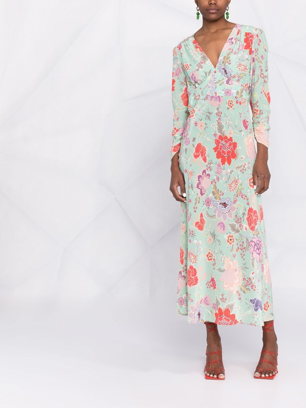 фото Rixo selma floral-print silk dress