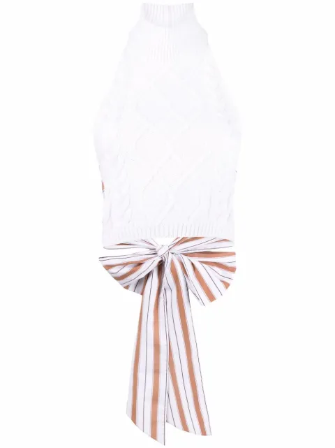 Rosie Assoulin halterneck bow-detail knitted top
