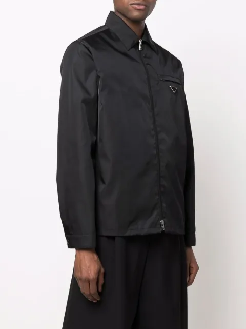 Prada Re-Nylon triangle-logo Shirt Jacket - Farfetch Prada Re-Nylon triangle-logo Shirt Jacket - Farfetch