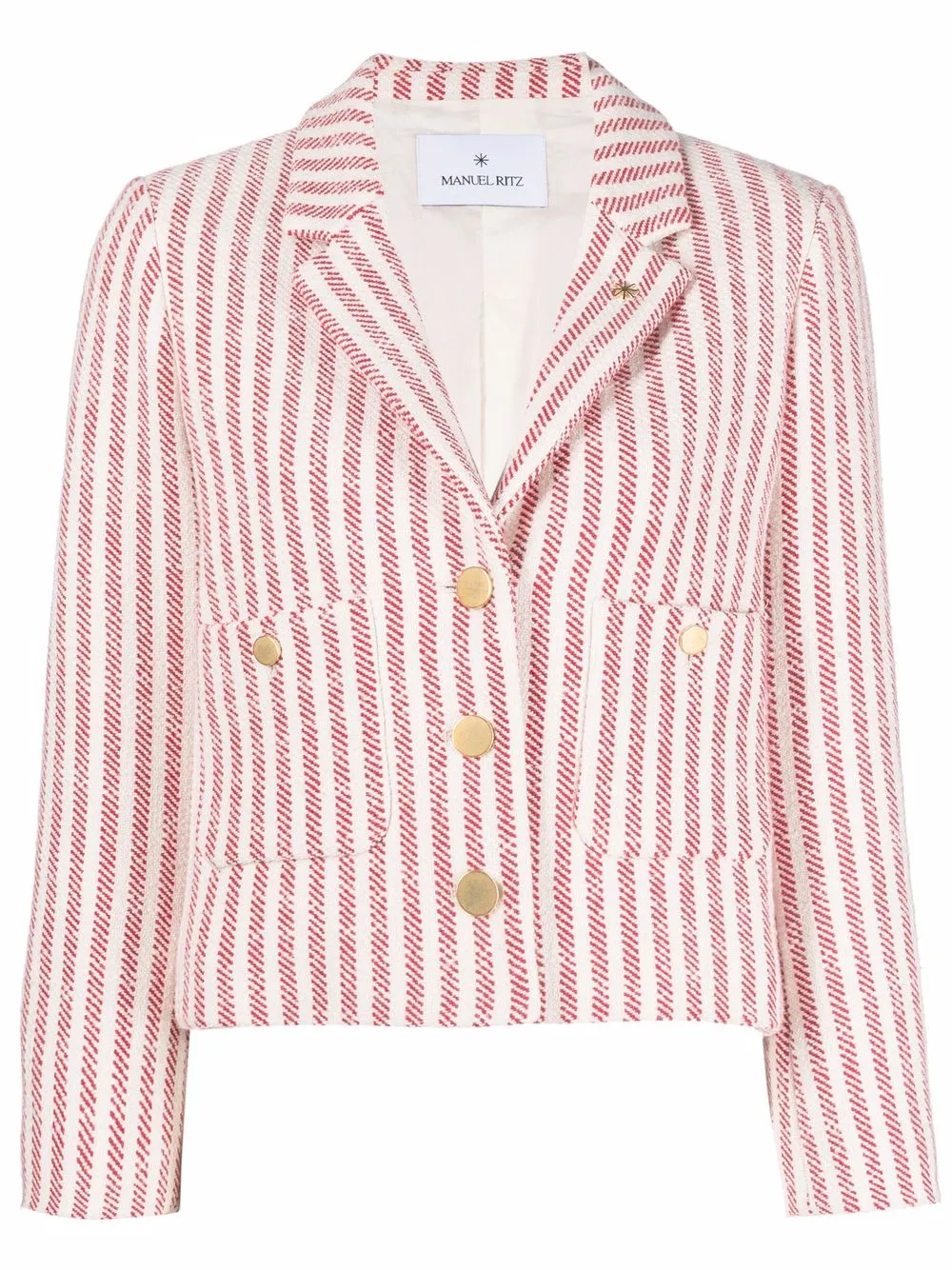 

Manuel Ritz striped cropped tweed jacket - Red