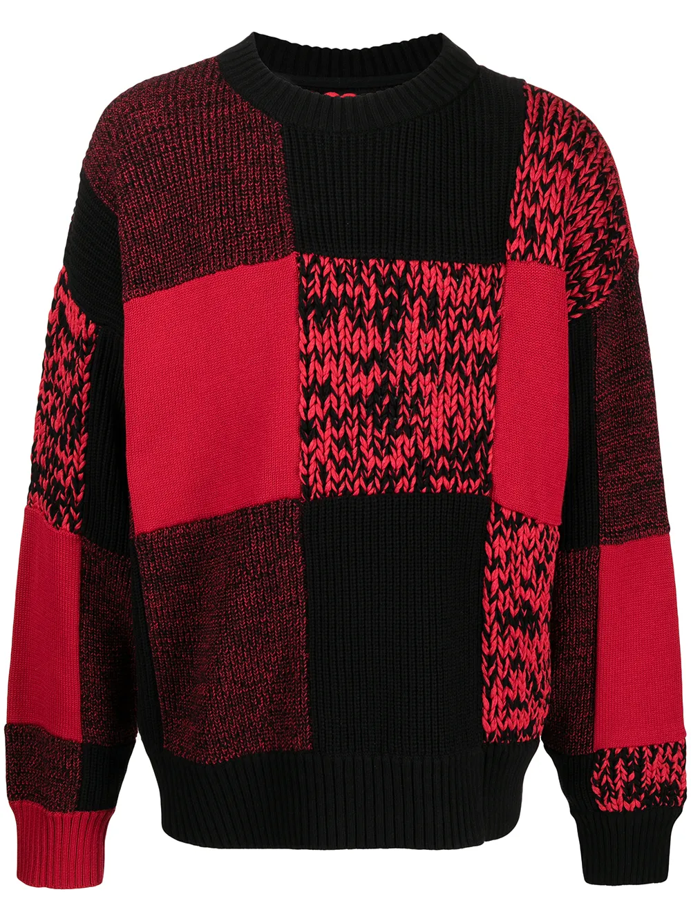 checked round-neck jumper