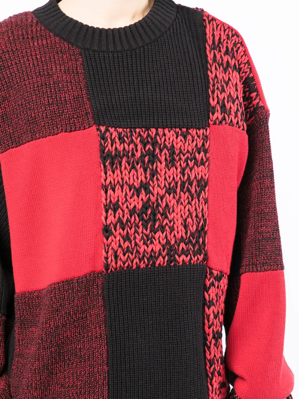 Sacai Checked round-neck Jumper - Farfetch