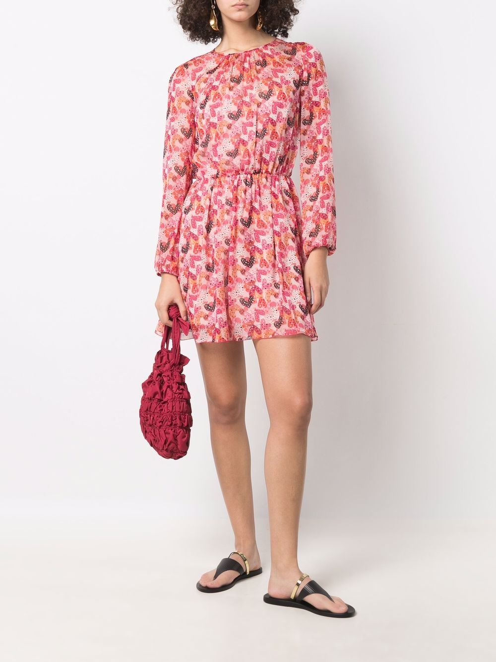 Image 2 of RED Valentino heart-print long sleeved mini dress