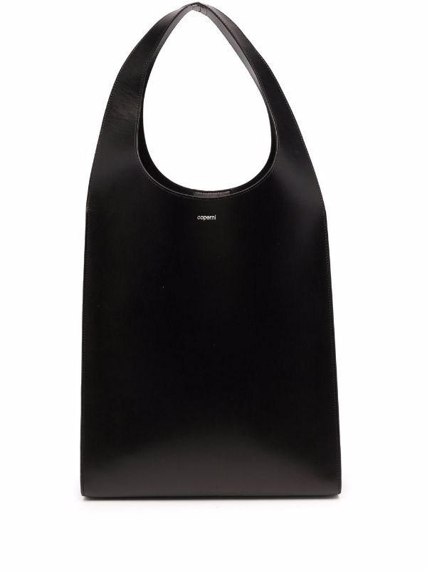 Large Shopping Pouch in Black Leather